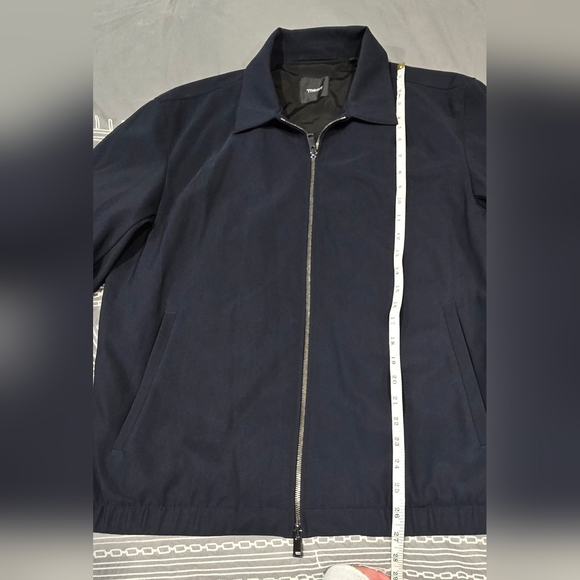Theory Brody Precision Ponte Zip Front Navy Jacket Size Large - Picture 4 of 8